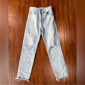 BUNDLE - 2 Pairs of Stradivarius Slim Fit Mom Jeans - Blue + Black